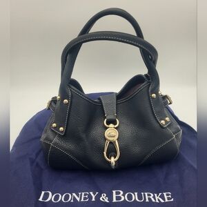 Dooney & Bourke Black Pebbled Leather Shoulder Bag with Gold Hardware